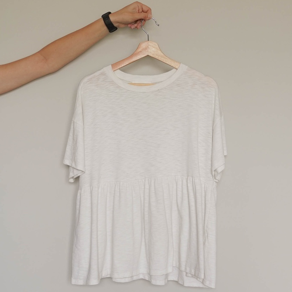 White Roolee Short-Sleeve Babydoll Shirt